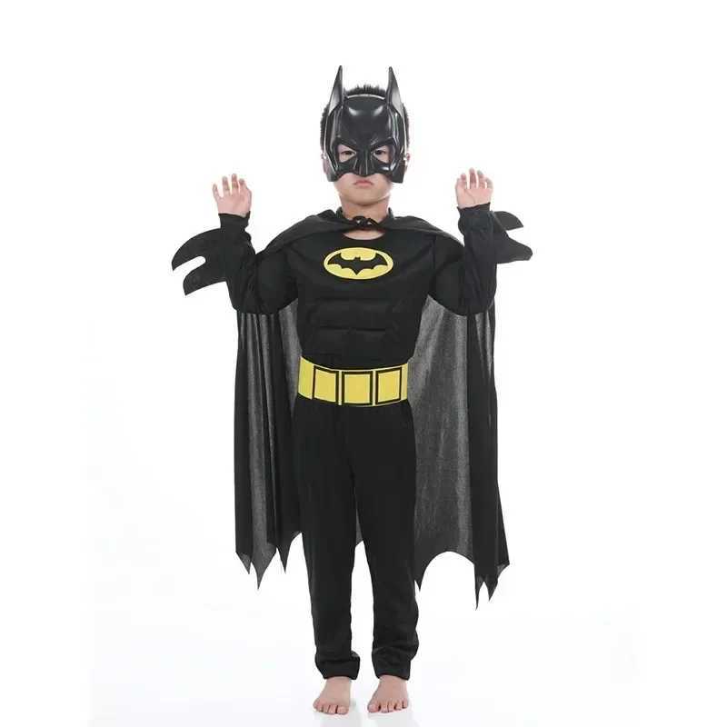 Kids Boys Muscle Costumes with Mask Cloak Movie Character Superhero Cosplay Halloween Party Role Play W250117