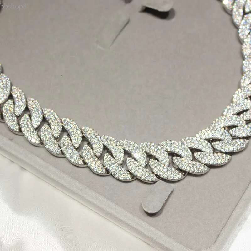 pendant necklaces Custom Buckle iced out 15mm Width sterg sier Miami moissanite cuban k chain