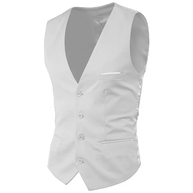Men Vest Plus Size 6XL Fashion Slim Fit Sleeveless Wedding Waistcoats 9 Colors Solid Business Leisure Casual Dress Suit Vests 250114Z