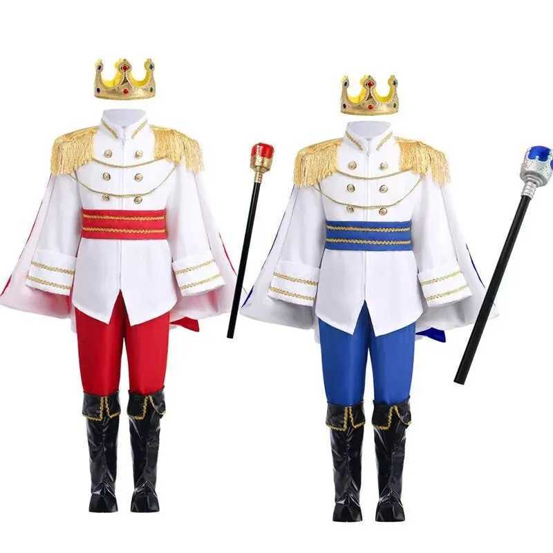 7 Pieces Boys King Carnival Costume Medieval Royal Prince Full Set Outfits for Halloween Birthday Party Fancy Dress Up W250117