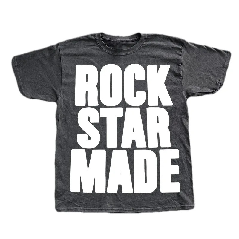 Rock Goth Fashion Mens Punk Grunge Hip Hop Rap vintage Letter Print Short Sleeve TShirt Casual Oversized Y2K Cotton Streetwear 250122
