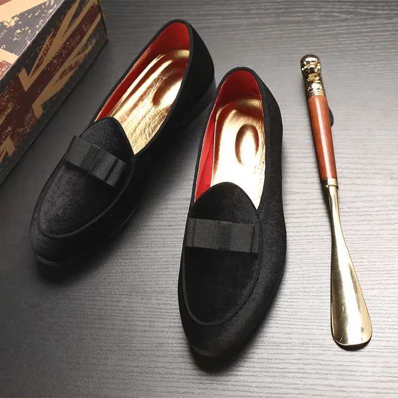 Man Casual Shoes with Bowknot Driving Loafers For Men Trendy Party Wedding FlatsXJ250118