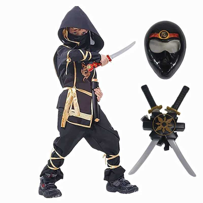 Black Ninja Costume Anime Ninja Toy Set Fighting Samurai Costume Mask Childrens Holiday Best Gift W250117