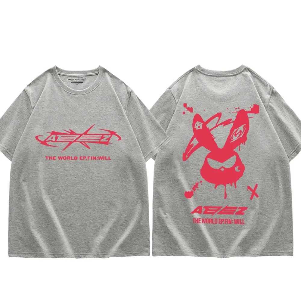 Kpop Ateez The World Ep Fin Will Tour Graphic T Shirts Men Women High Quality Fashion Trend T-shirt Street Y2k Style T-shirts W250117