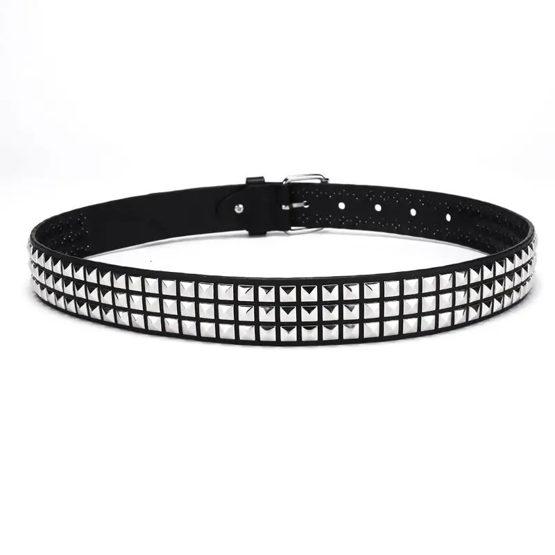 2024 Square Bead Rivet Belt Metal Pyramid Men and Women Punk Hardware Jeans Y2K Womens Belts 250114