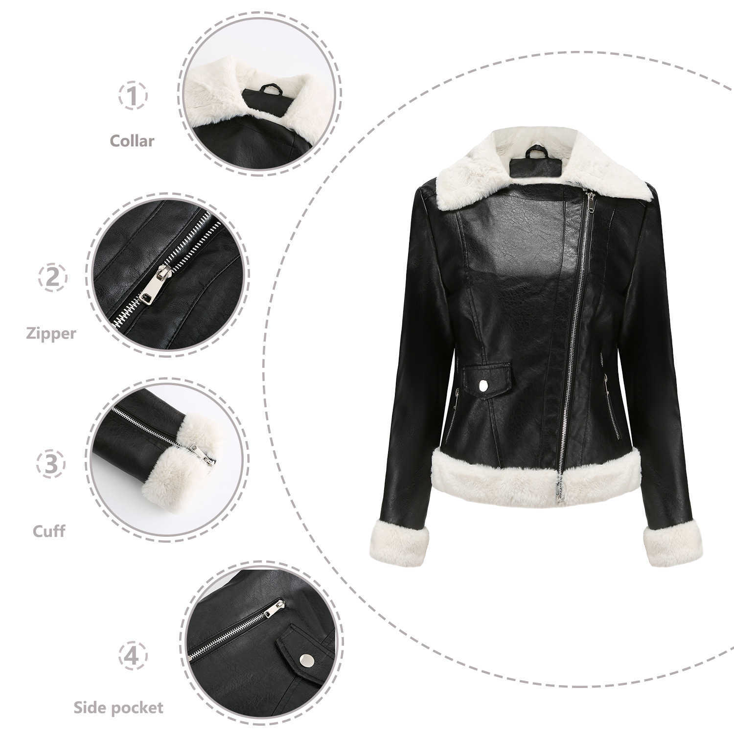 Autumn Winter Plush Leather Clothing Womens European Warm Long Sleeve Lapel Coat Commuter Casual Jacket Womens Leather Womens Jacket 241209