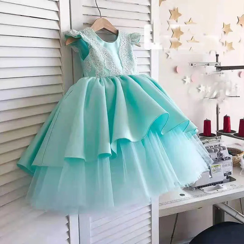 Girls dress bow knot princess dress girls Year Christmas temperament satin dress baby baptism birthday party dress 250120