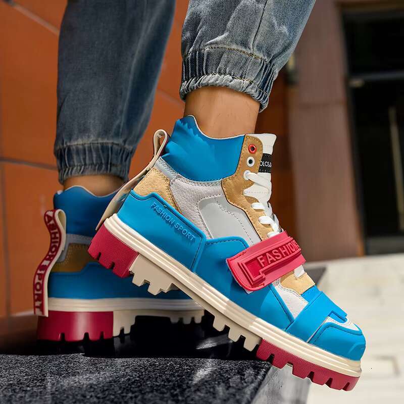 Fashion High Top Loafers Platform White Chunky Sneakers Men Hip Hop Street Shoes Tenis Mascuo