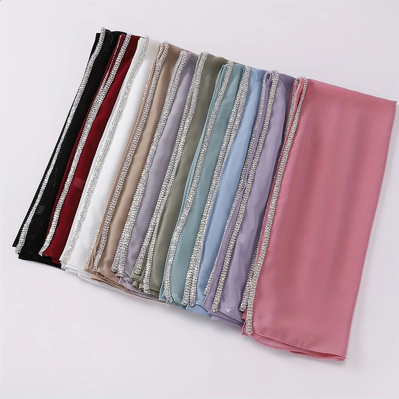 lain Pearl Bubble Chiffon Diamond Rhinestone Shawl Scarf High Quality Shimmer Beads Headband Wrap Foulard Muslim Hijab Sjaal 250121