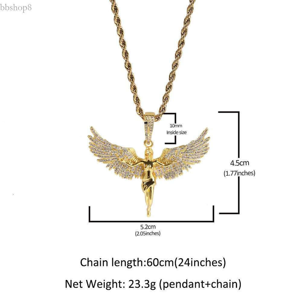 Jewelry neutral style studded angel wings men and women rap hip-hop GRA moissanite dia gold sterg sier cuban pendant necklace