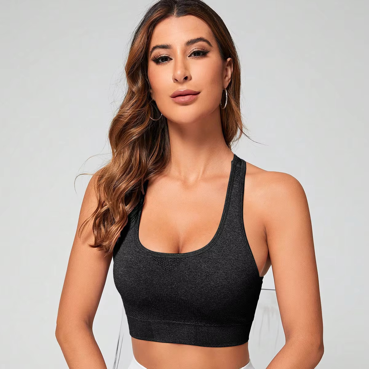 Women's Seamless Racerback Sports Bra High Impact Support Yoga Gym Workout Fiess