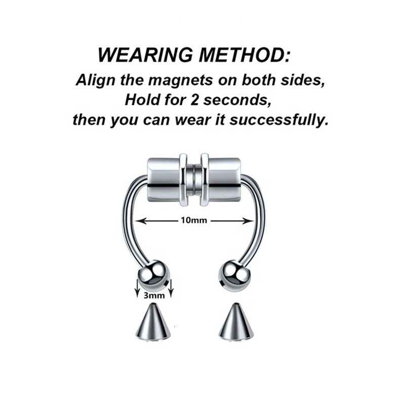 Magnetic Nose Ring Stainless Steel Hypoallergen Hoop Septum Rings for Women Body Piercing Jewelry 1 PC 250110