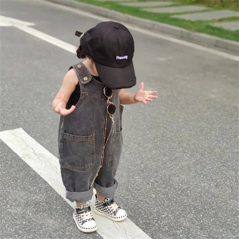 Children Clothing Kids Pants Korean Style Spring and Summer Fashionable Girls Retro Denim Suspenders Baby Cute Jumpsuit 250117
