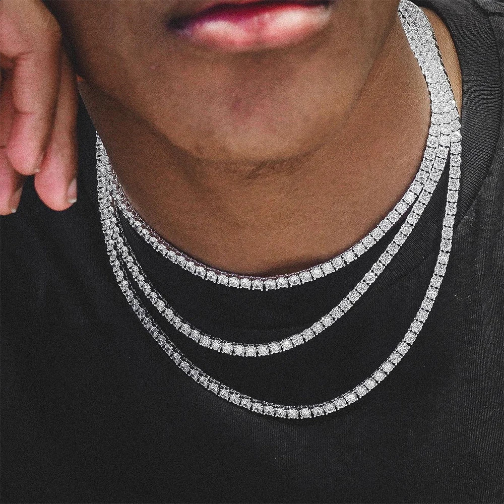 2.5-6.5mm Real Tennis Necklace For Women Men D Color Lab Diamond S925 Silver Neck Chain Jewelry With GRA Certificate 250120
