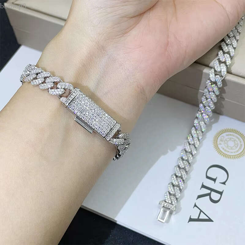 Hot Sale 8mm GRA Certified Moissanite Dia chain Sier 6 78inches 16 18 20 24 inches moissanite Cuban Necklace