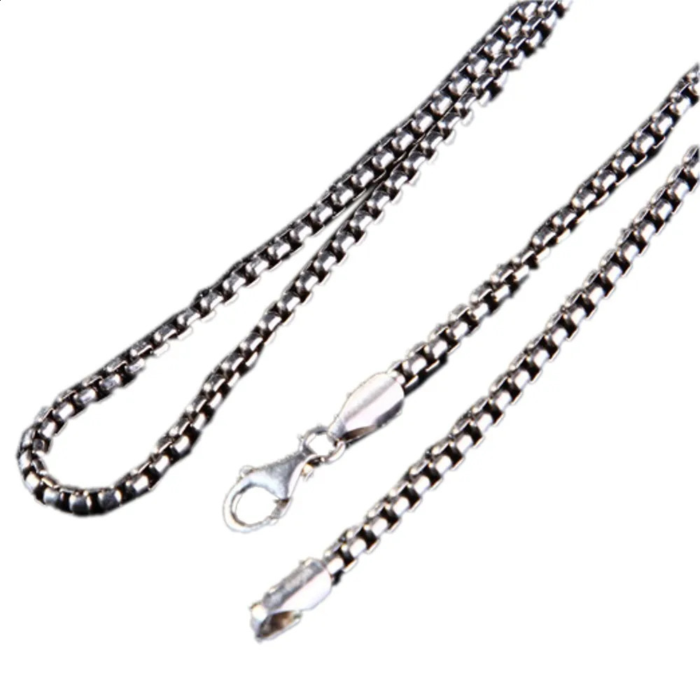 BOCAI Wholesale M 100% Solid S925 Pure Silver Round Snake Bone Sweater Chain Fashion Man Necklace 250120