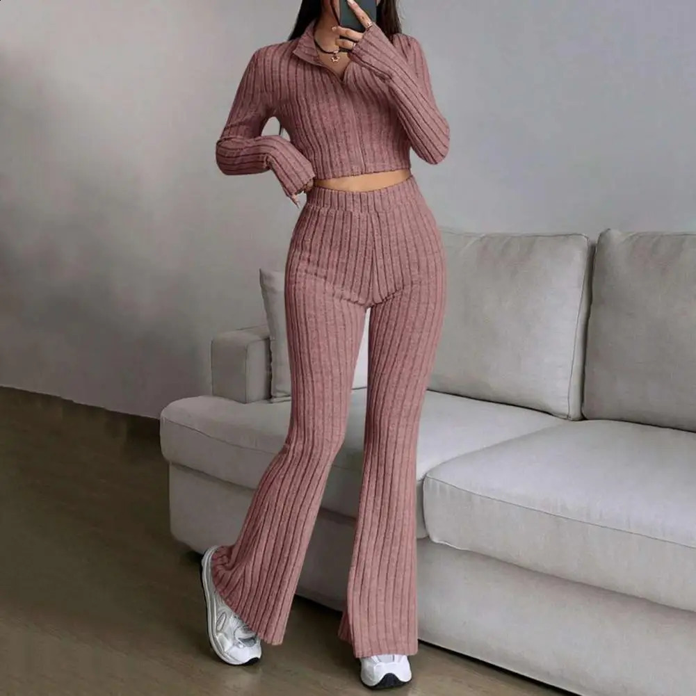 Women Spring Commuting Outfit Slimfitting Suit Womens Outd Pants Set with Zipper for Daily 250113