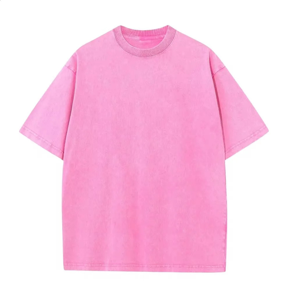 230G Cotton American Vintage Large Size T Shirts Men Summer Trendy Clothes Washed Distressed Tees Casual Short Sleeve Male Tops 250122