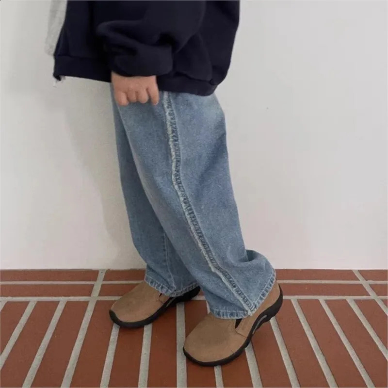 Baby Girl Boy Cotton Solid Fashion Jeans Infant Toddler Loose Denim Trousers Pocket Casual Child Pants Spring Baby Clothes 9M-2T 250115