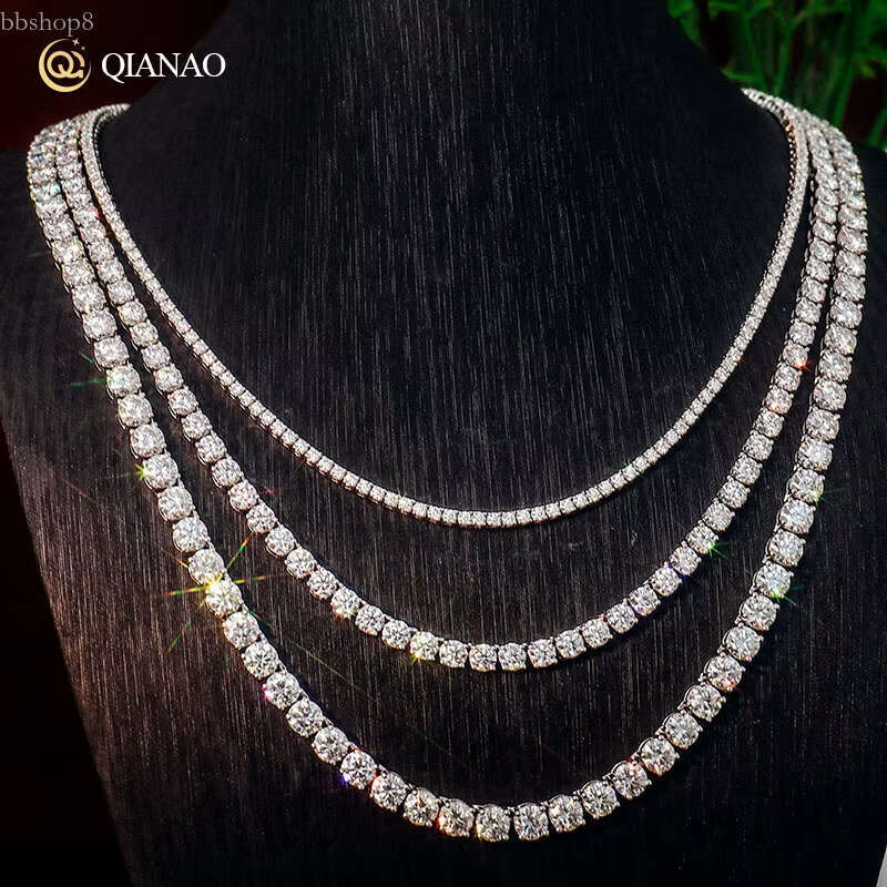 Hip Hop Iced Out D Color White dia VVS Sterg Sier 2MM Moissanite Dia Men Tennis Chain Necklace