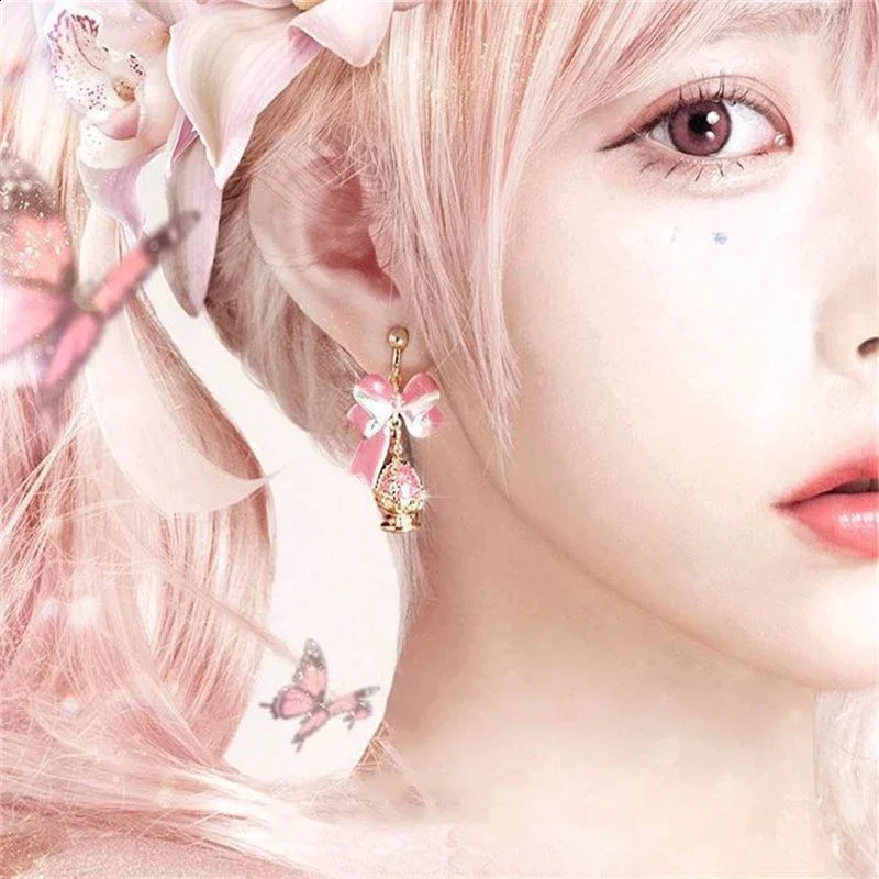 Anime Puella Magi Madoka Magica Cosplay Earrings Kaname Madoka Akemi Homura Tomoe Mami Soul Gem Pendant Ear Clips Jewelry Gifts 250120