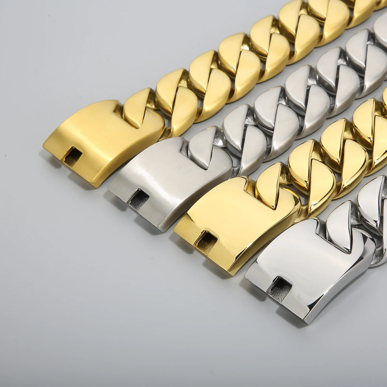 KALEN 31mm brushed/shiny heavy-duty Cuban chain stainless steel womens ankle jewelry block chain 250110