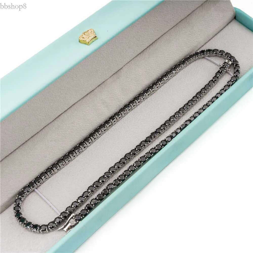 Hiphop Jewelry Necklace Sier Black Vvs Moissanite Pass Dia Tester Tennis Chain