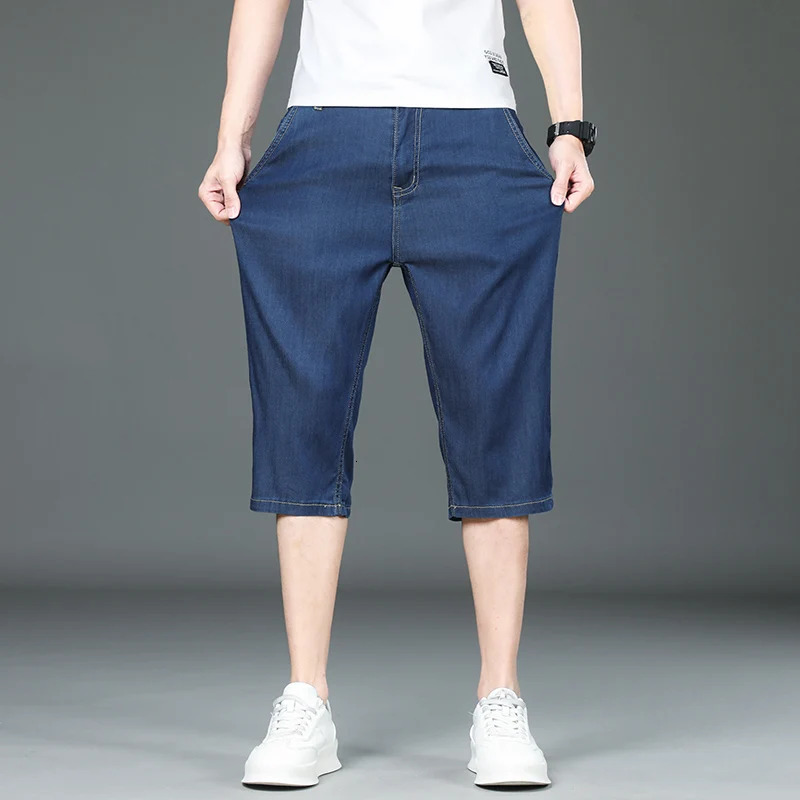 Casual Mens Denim Shorts Summer Thin Comfortable Solid Color Classic Straight Baggy Denim Pants Male Cropped Short Pants 250117