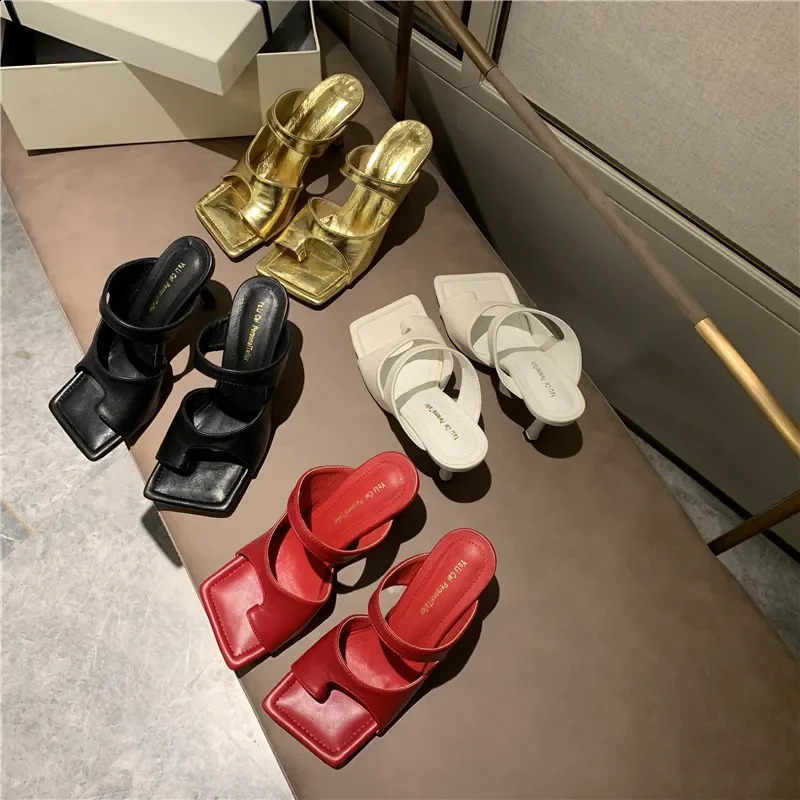 Women Slipper Elegant Square Toe High Heels Sandal Shoes High Quality Outdoor Slip On Dress Shoesft65 250113