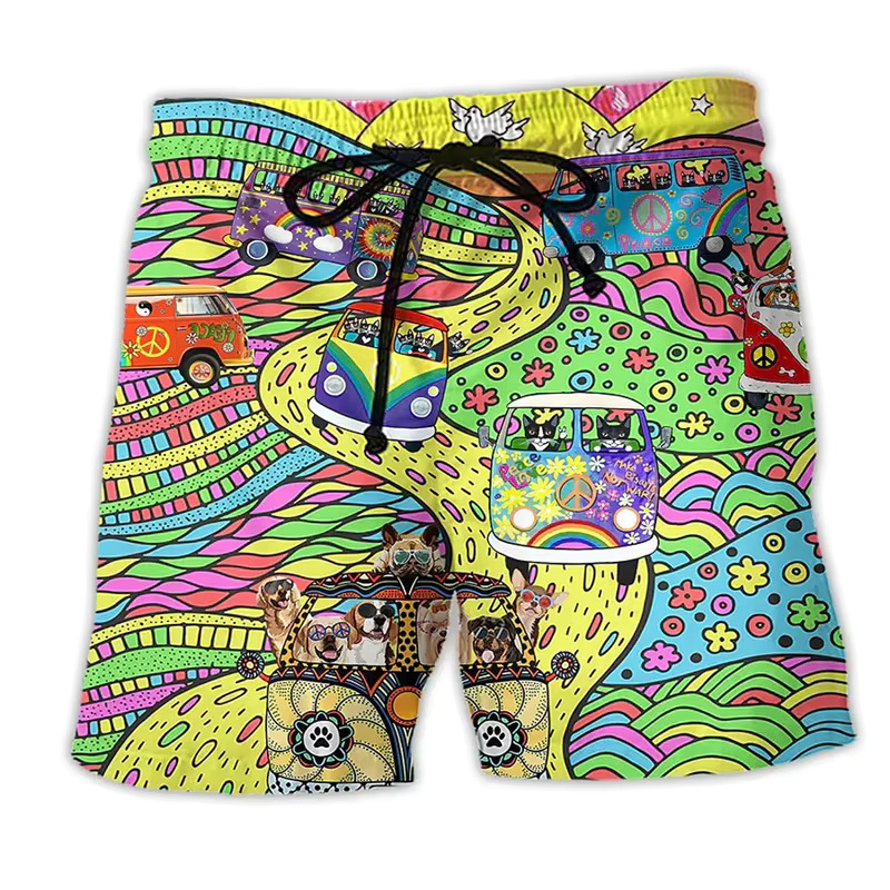 Colorful Graffiti 3D Printed Surfing Board Cool Summer Street Hip Hop Swim Trunks For Men Kids Vacation Beach Shorts