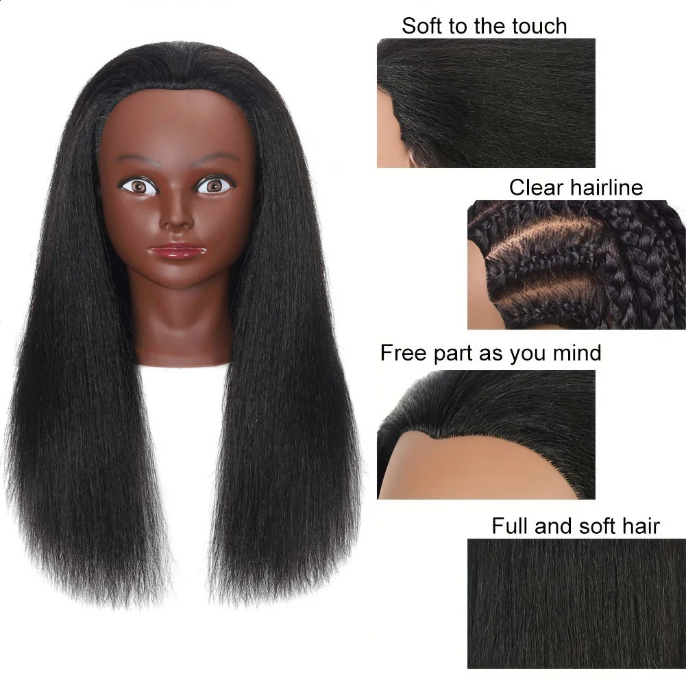 Mannequin Head Human Hair 16inch Manikin Head Cosmetology Doll Head for Hairdresser Practice Braiding Hair Styling 250114