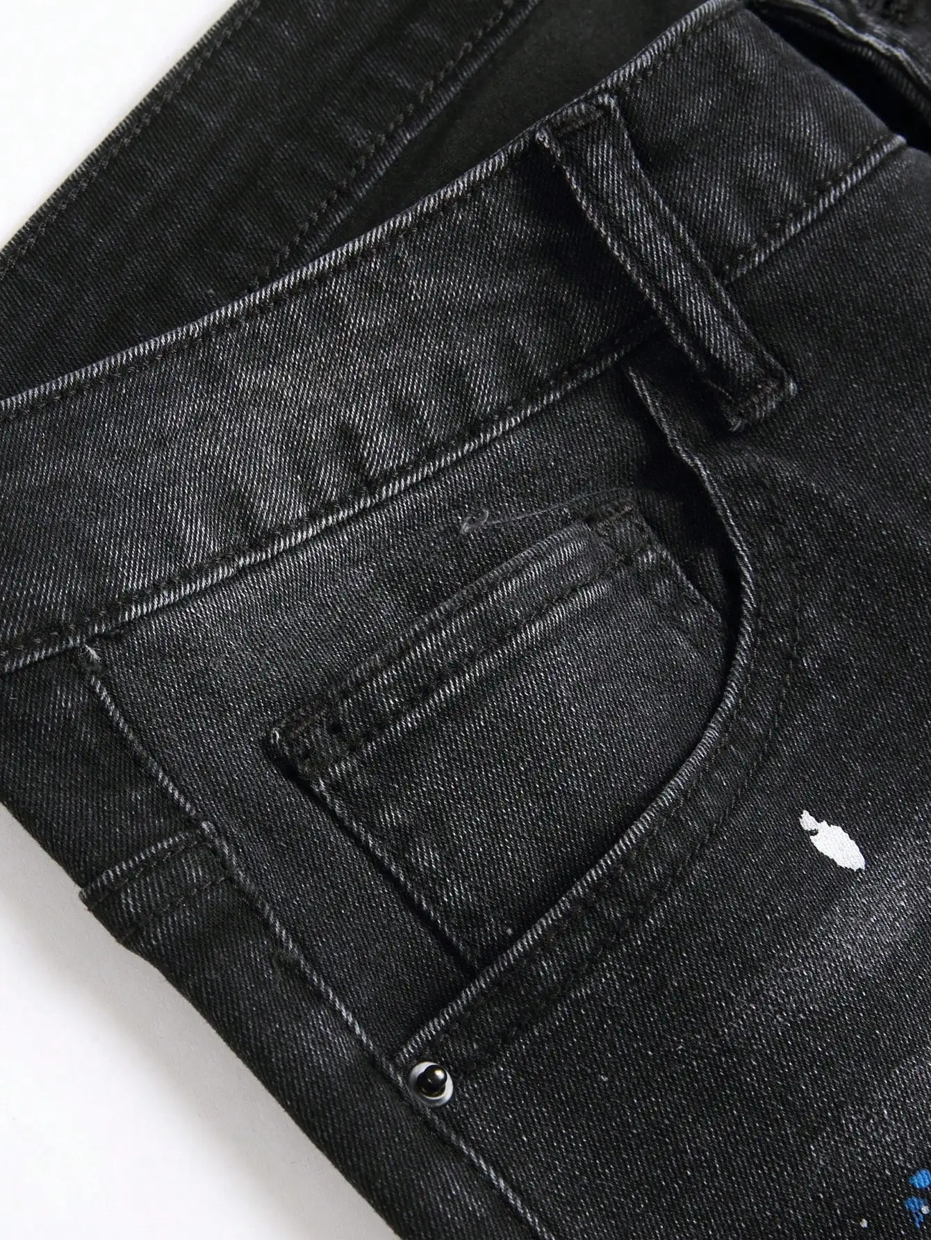 Mens Stretchy Ripped Skinny Biker Embroidery Cartoon Print Jeans Destroyed Hole Slim Fit Denim High Quality Hip Hop Black Jeans 250118