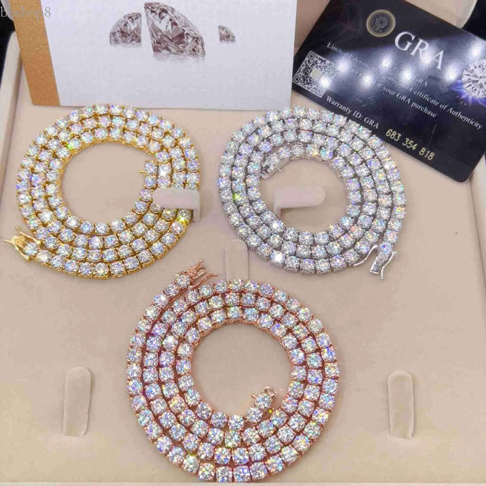 Good Price Gra Certified Vvs Moissanite Sterg Sier Solid Gold Tennis Chain