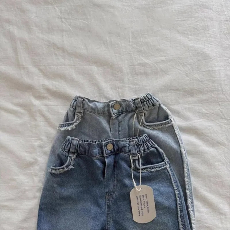 Baby Girl Boy Cotton Solid Fashion Jeans Infant Toddler Loose Denim Trousers Pocket Casual Child Pants Spring Baby Clothes 9M-2T 250115