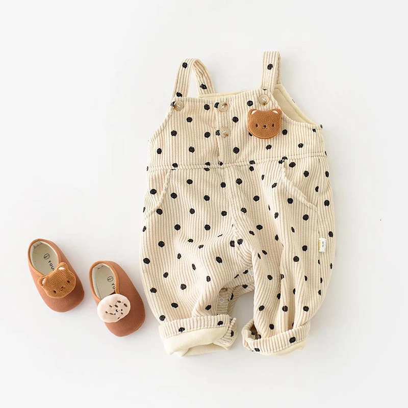 024M Baby Boys Girls Jumpsuit Super Cute Bear Overalls Kid Casual Suspender Trousers Toddler Children Warm Strap Corduroy Pants 250117