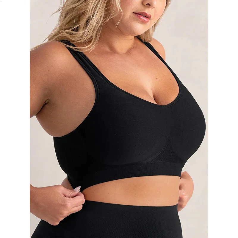 Womens Daily Comfort Wireless Shaper Bra Sexy Bright Silk Decoration Lingerie Female Removable Pad Underwear S4XL C06 250122