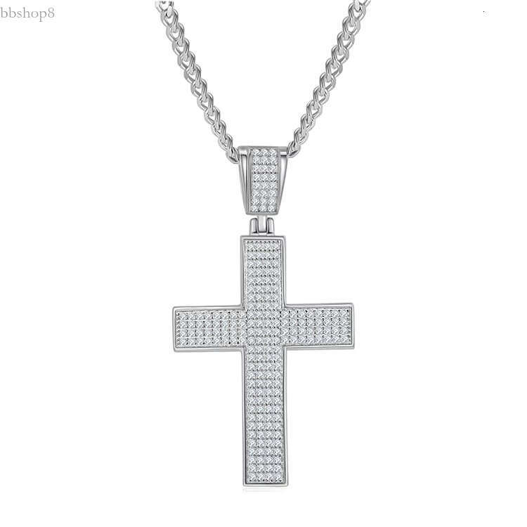 Hot Selg Fine Men S Sterg Sier Chunky Chain Jewelry Iced Out D Color Moissanite Dia Cross Pendant Necklaces