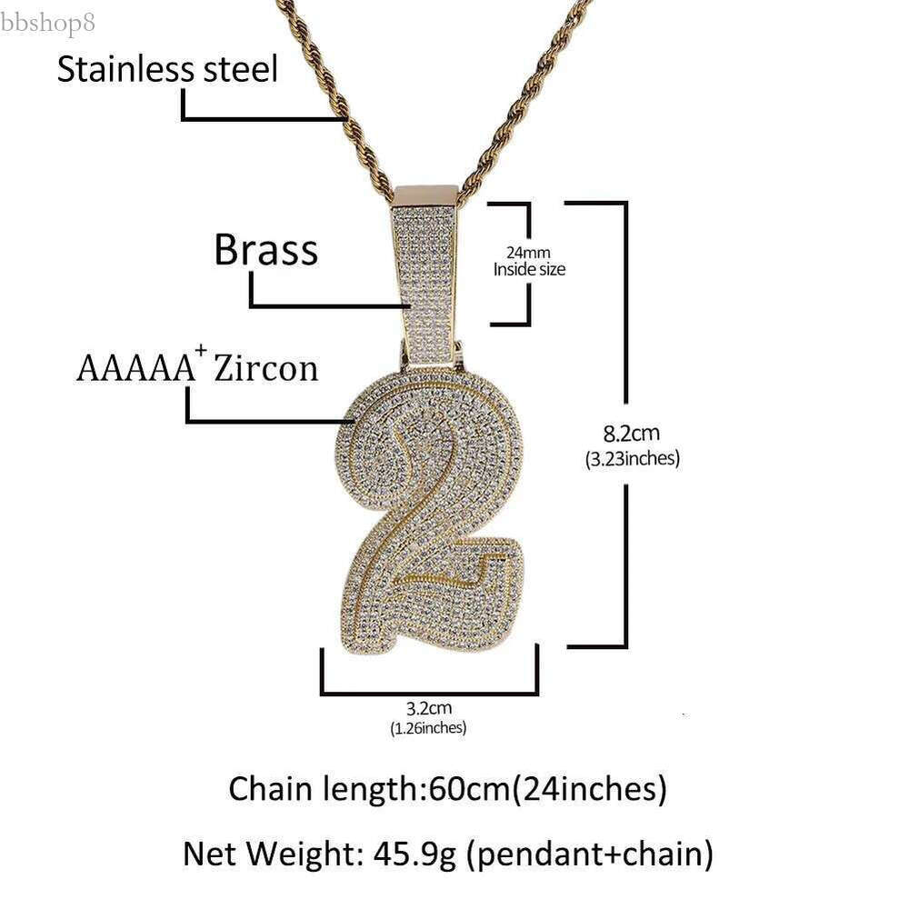 THE BG KING Large Single Bold Letter Pendant Necklace Custom Number 0-9 Micro Paved Cubic Zirconia High Quality Men Jewelry 241104