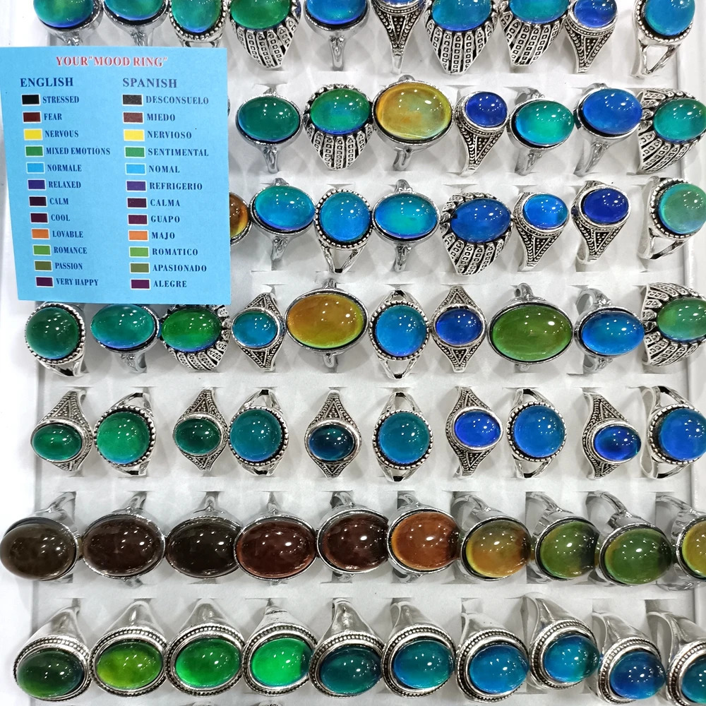 30 pieces wholesale top mixed emotion rings temperature controlled color changing rings vintage jewelry 250109