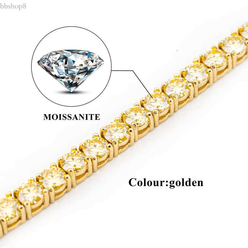 GRA certificated 3mm 4mm sterg sier gold plated champagne tennis moissanite chain