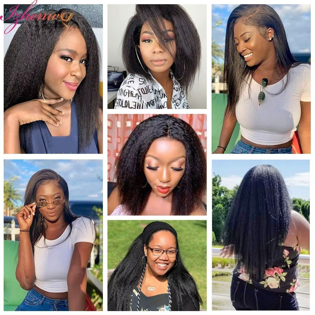 Transparent Kinky Straight Front Pre Plucked Yaki Brazilian 13x6 Lace Closure Human Hair Wig For Woman Natural Haire