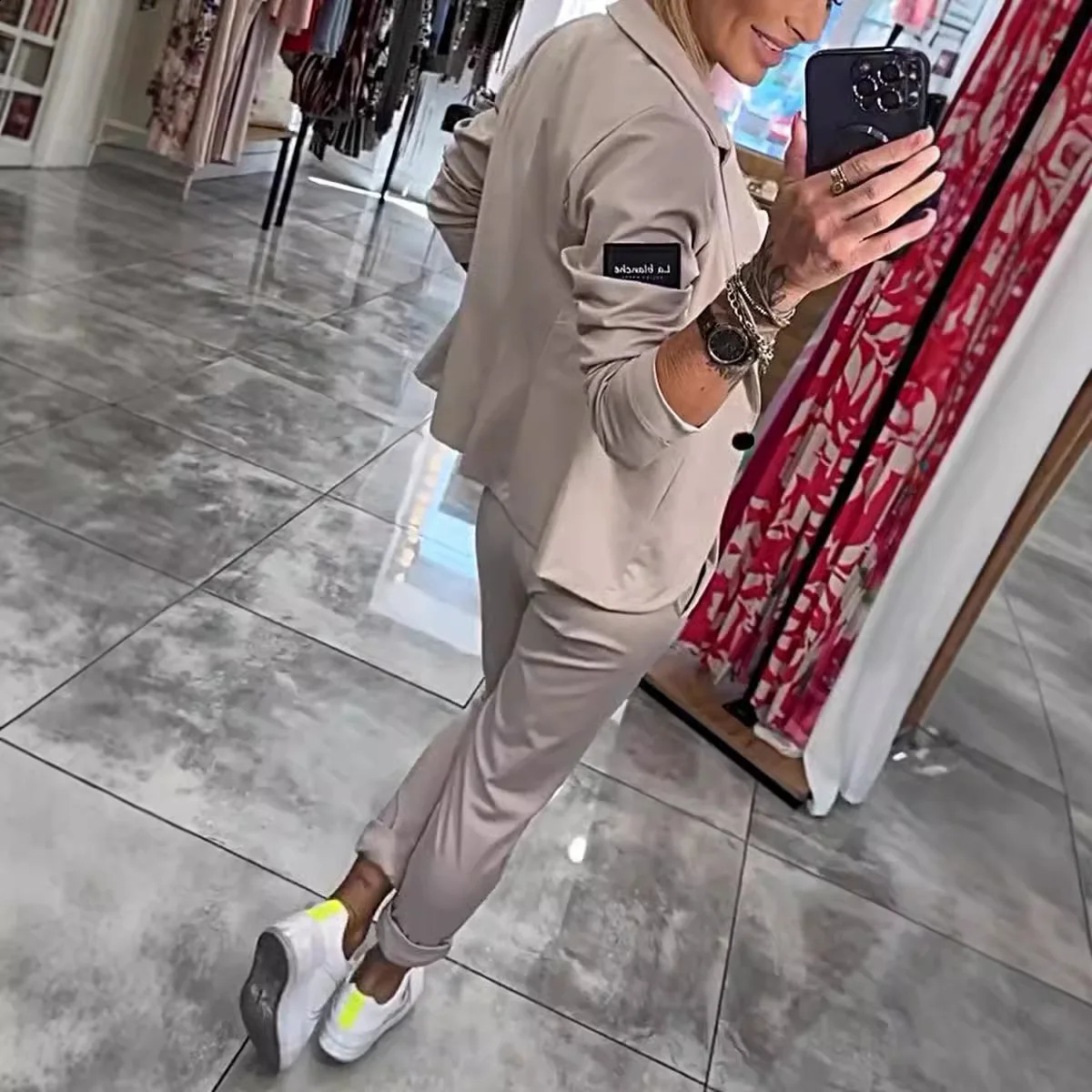 Autumn And Winter Women Casual Solid Color Slim Fit Blazer Two-piece Fashion Button Cardigan Jacket Pencil Pants 2-piece Suit 250120