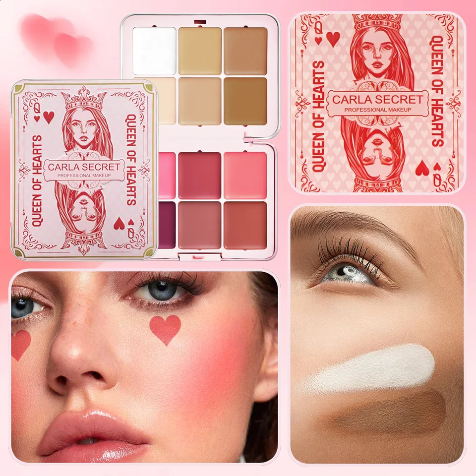 Pink playing card 12-color iron box concealer blush cream matte highlight contour makeup all-in-one palette 250121