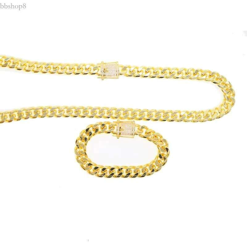 Necklace Earrings Set 2023 Cuban k Chain Wide 10.5mm Gold Filled High Quality Men Night Club Jewelry Pave Cz Hiphop Bg Bracele Half2