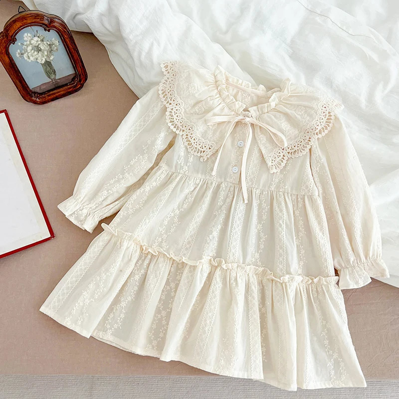 Baby Girls Dress Girls Sweet Girl Dress Ruffle Trim Party Princess Dress Lace Collar Going Out Casual Dresses Little Clothes 250117