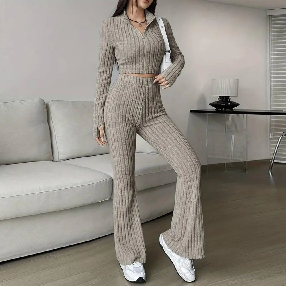 Women Spring Commuting Outfit Slimfitting Suit Womens Outd Pants Set with Zipper for Daily 250113
