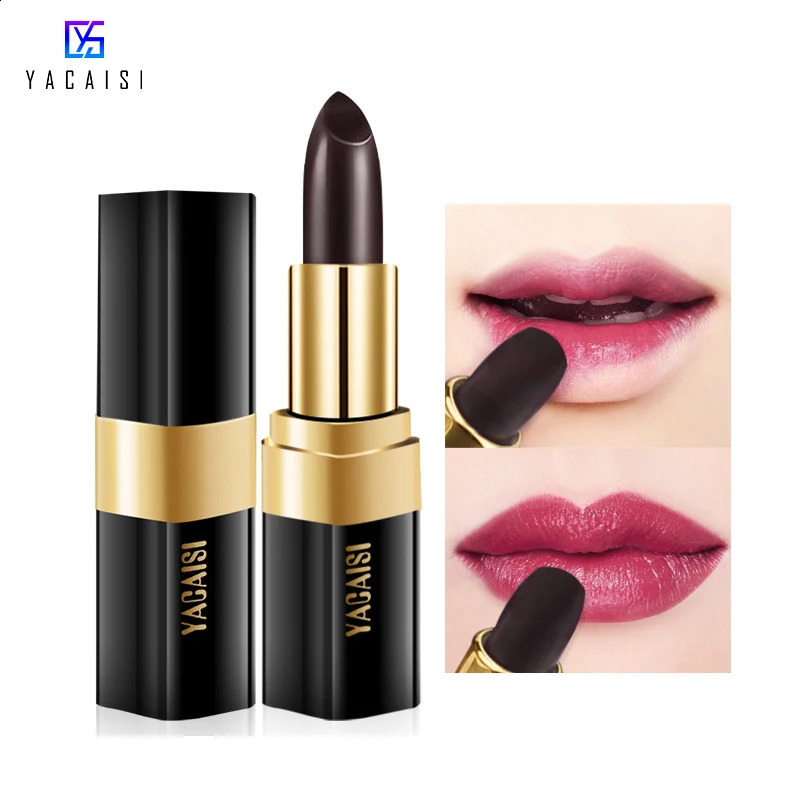Rose extract black lipstick Sexy Red Lip Color changing Waterproof Makeup Long Lasting Matte Lipstick r lip balm 1Pcs 250108