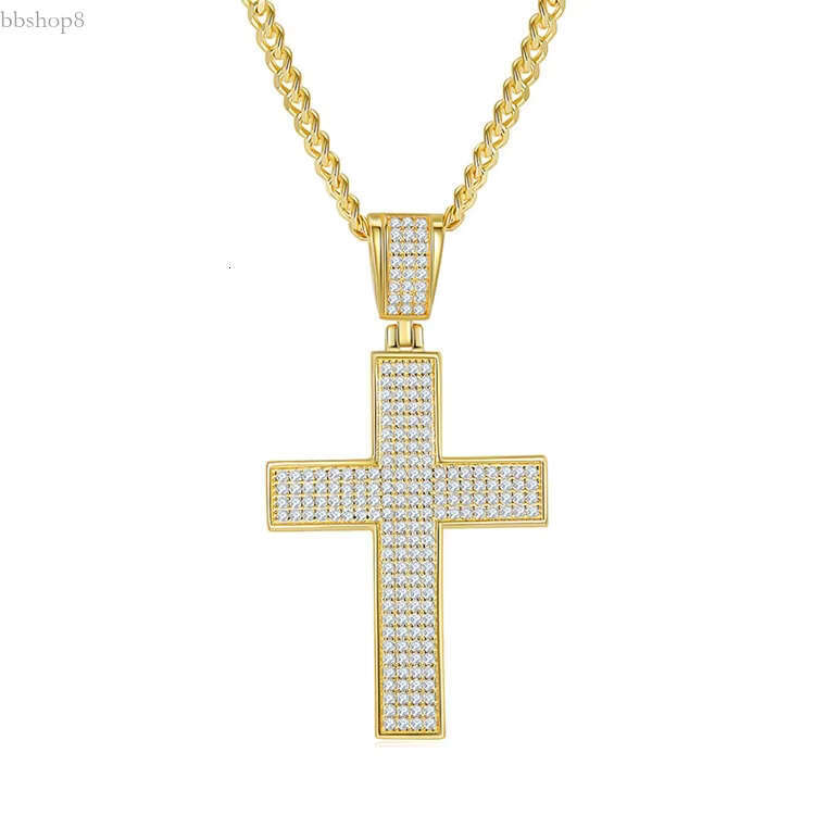 Hot Selg Fine Men S Sterg Sier Chunky Chain Jewelry Iced Out D Color Moissanite Dia Cross Pendant Necklaces