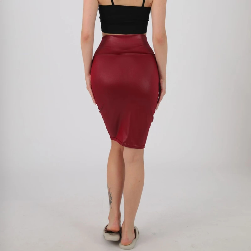 Women PU Leather Skirt High Waist Pencil MiniSkirt Stretchy Bodycon Skirts Club Wear Fashion Fit ALine Sexy Tight 250121