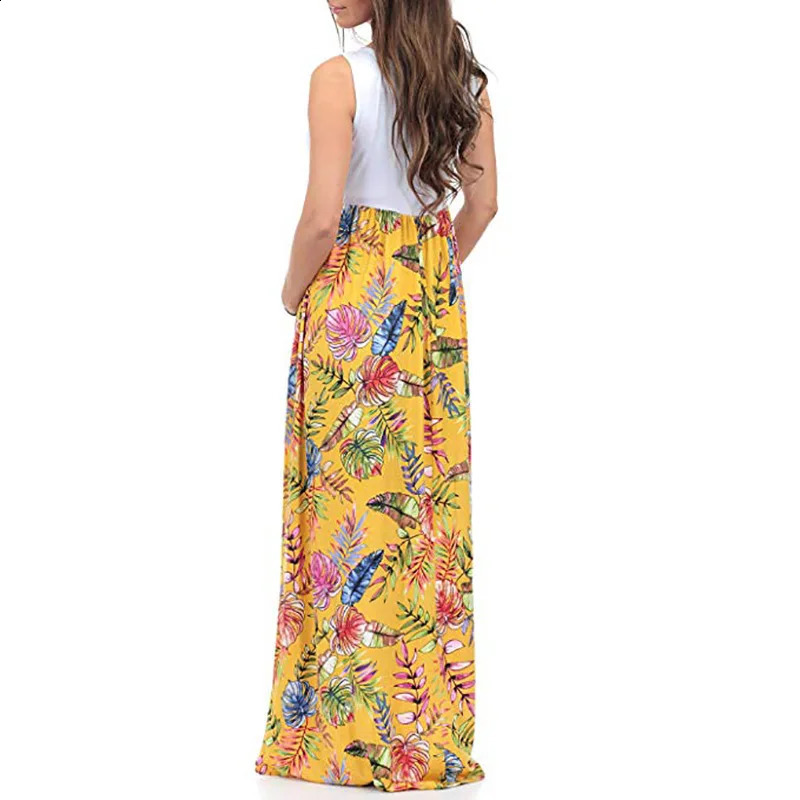 Summer Pregnant Women Dresses Maternity Dress Pregnancy Flower Pattern Loose Knee Long Dress Sleeveless Female Casual Clothes 250116